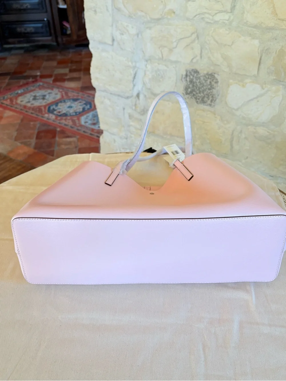 Tory Burch Pale Pink Leather Tote with Shoulder Straps